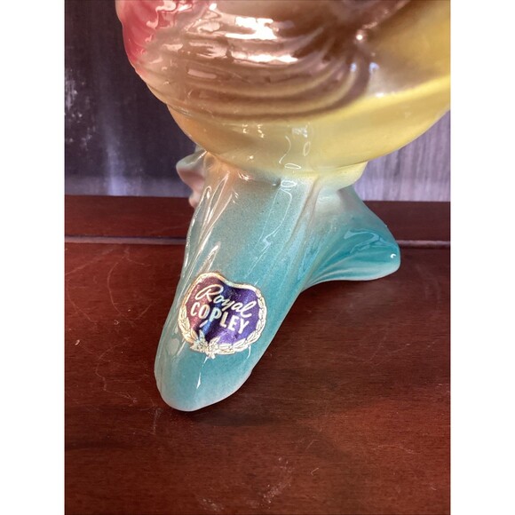 ROYAL COPLEY Bird Planter WREN/SPARROW Sitting On Branch Original Sticker Nice! - Picture 2 of 12